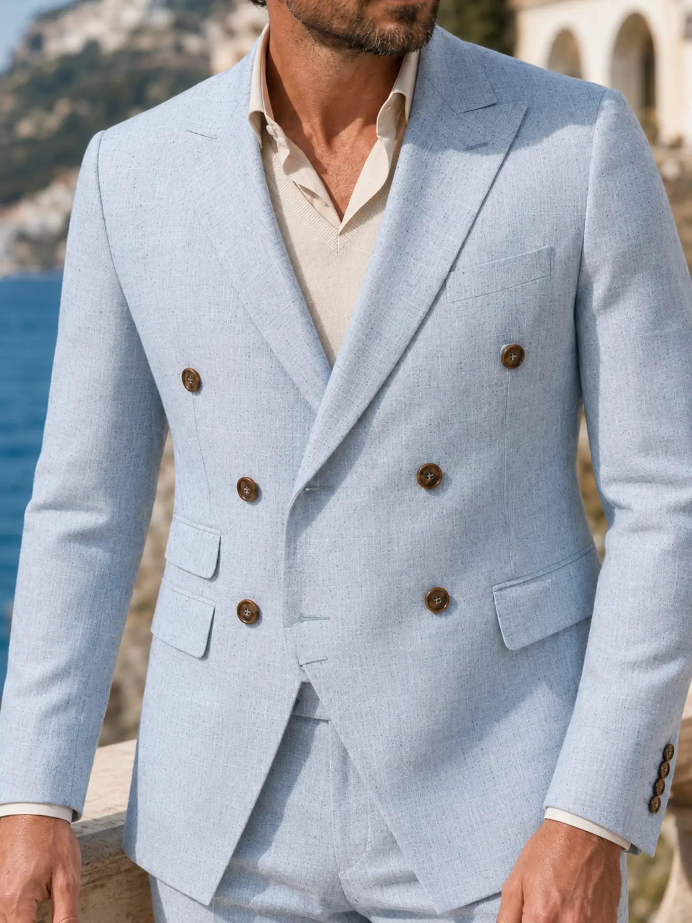 Men's Retro Style Two-Piece Suit Set, Luxurious Casual Jacket and Pants, Slim-Fitting Blazer, All Seasons Plain Design