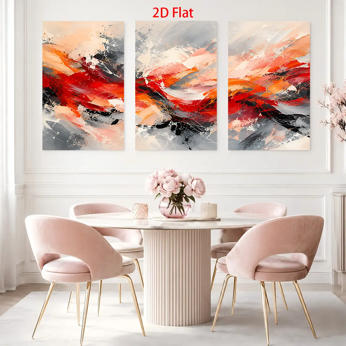 2D 3-piece set - Three abstract paintings, canvas wall art with red, orange, gray, and black brushstroke themes, waterproof canvas prints, ready to hang, home room decoration gift, suitable for Father's Day, graduation, birthday, 4th of JulCanvas Wall Art