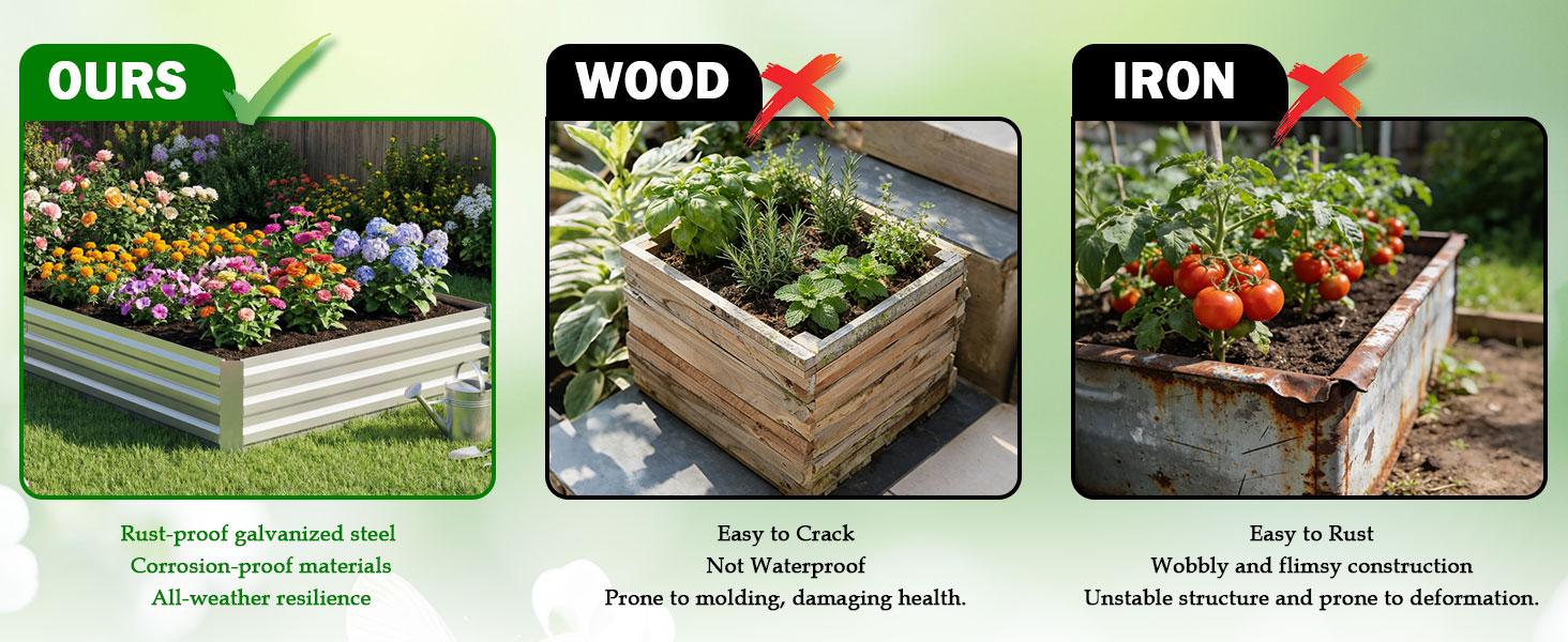 6x3x1FT Galvanized Raised Garden Bed Outdoor Patio, Large Rectangular Metal Planter Boxes,Plant Container Kit for Gardening, Vegetables, Flowers, Herbs,Silver,1 Pack