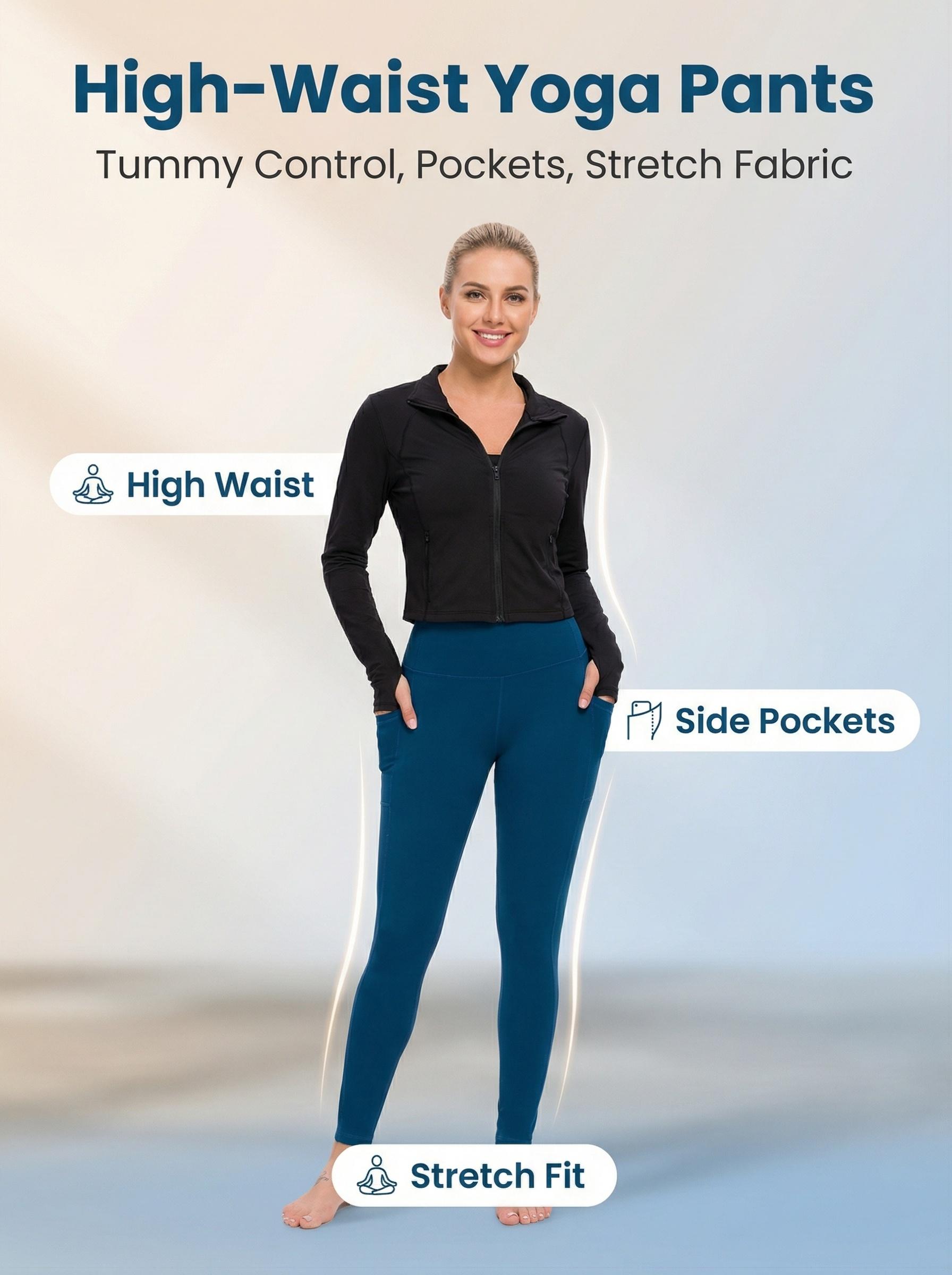 Women'S Yoga 9 Pants Padded Plain-Colored Base Pants with Pockets Cropped Yoga Leggings Butt Lifting Design High Rise Booty Yoga Pants Soft Stretch