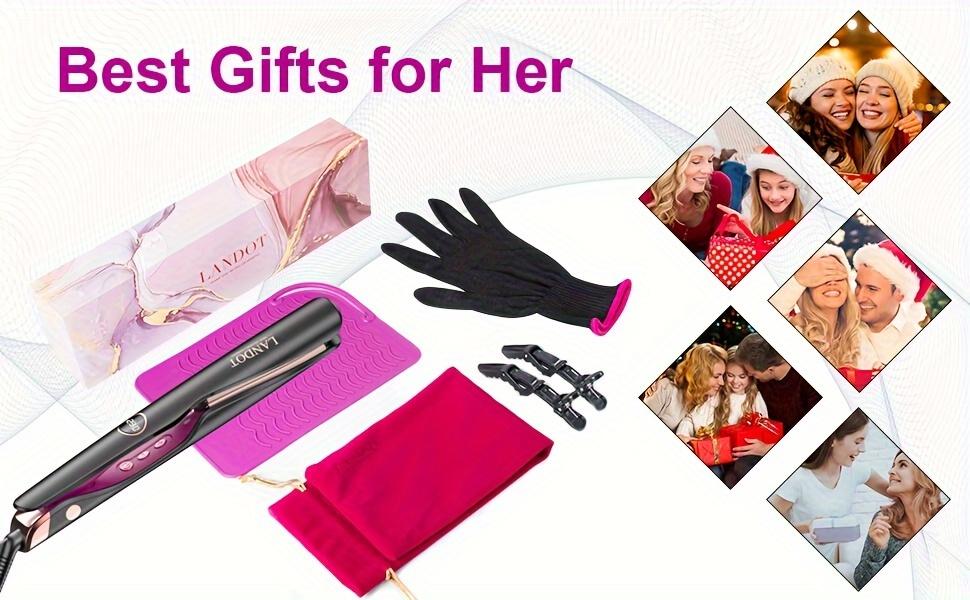 LANDOT Flat Iron Curling Iron In One - Hair Straightener And Curler 2 In 1 - Twist Straightening Curling Iron - Professional Multi Styler Hair Styling Tools For Curl Wave Straighten Hair, Mother's Day Gift