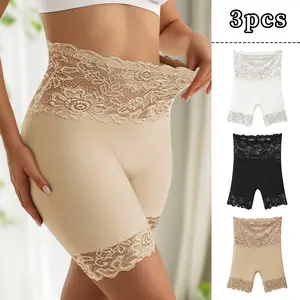 QUASTI 3/6 Pack Women's High-Waist Shapewear Shorts, Elegant Lace Trim, Silky Smooth Fabric, Seamless Tummy Control Comfort Daily Wear, S-XXL