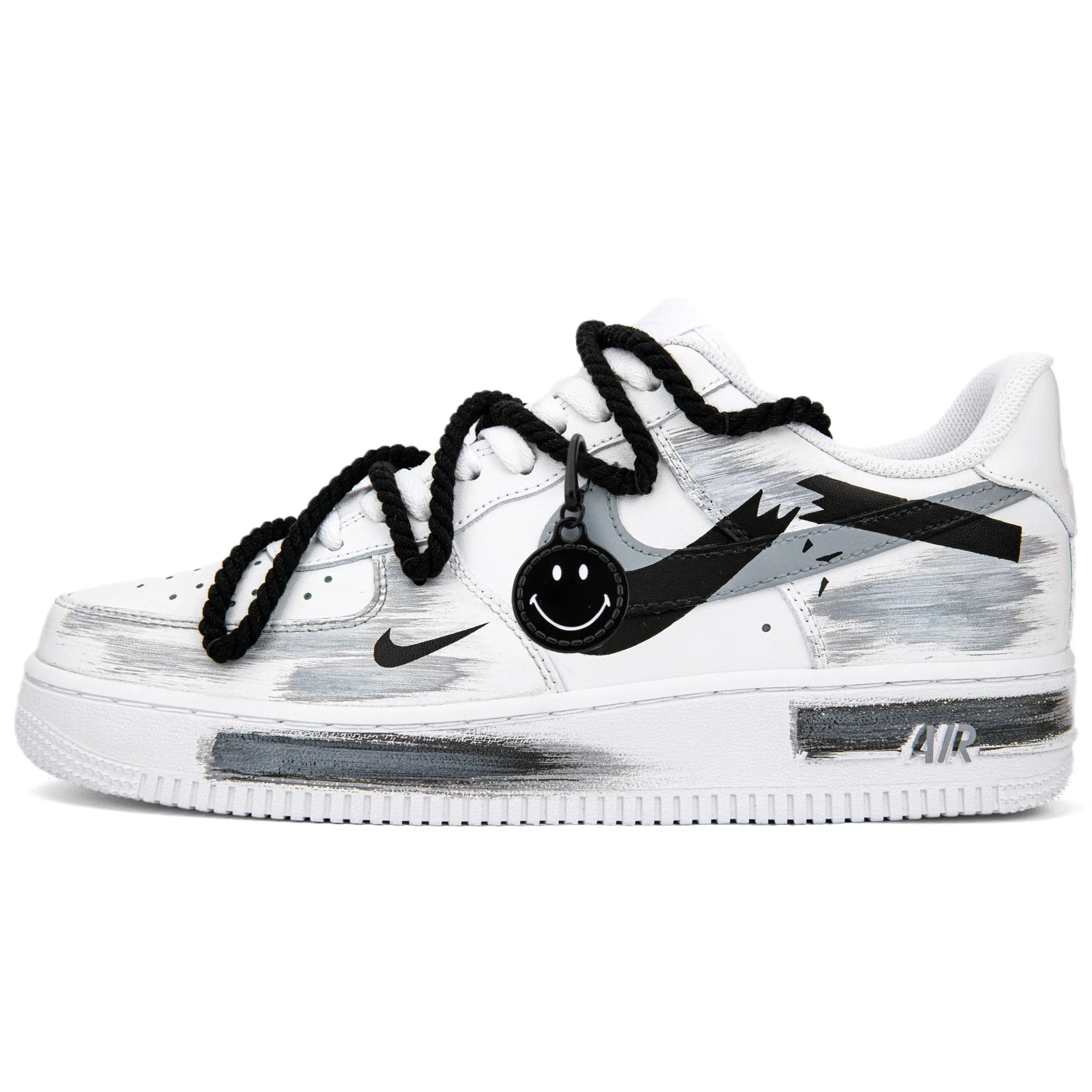 Nike Air Force 1 Custom Sneakers for Men and Women: Classic Retro Style, Triple Swoosh Design, Cushioned Support, Breathable Low-Top Cement Gray Verifiable, with credentials and supporting global authentication