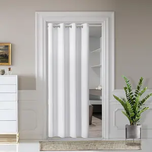 Door Curtains for Doorway Privacy, White Grommet Closet Curtains for Bedroom, Door Window, Light Blocking Thermal Insulation Drapes for Living Room Set of 1 Panels, 25" W x 68" L