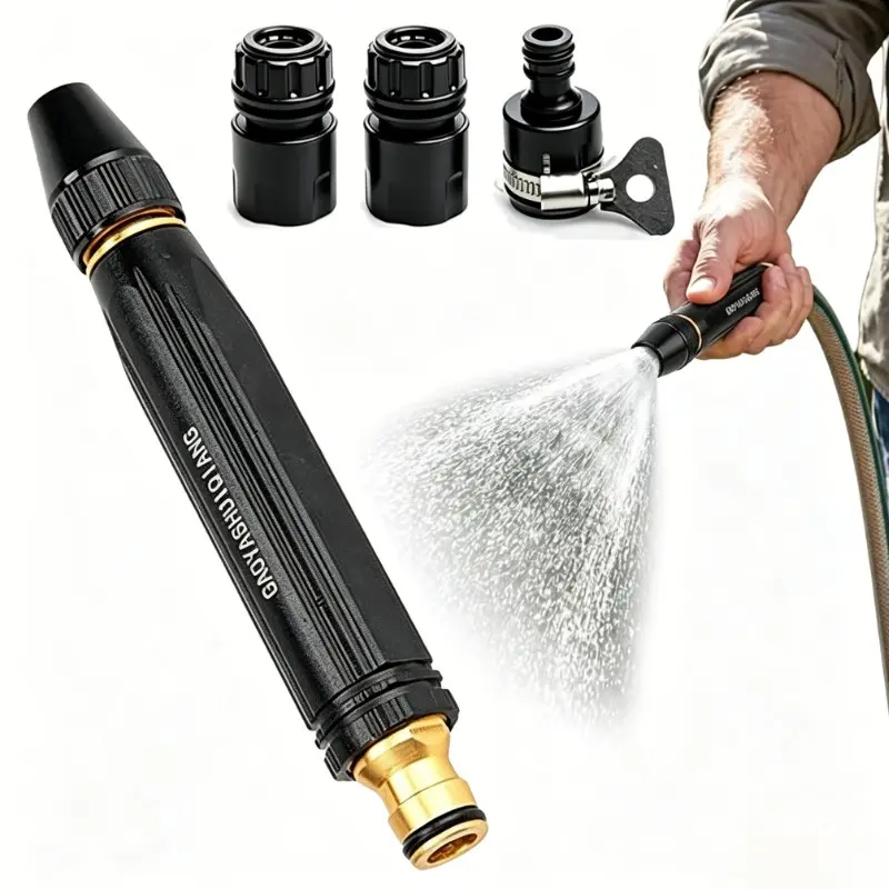 High-Pressure Car Wash Nozzle with Watering Hose, Outdoor Power Washer Tool for Washing Cars, Watering Vegetables, Garden & Yard, Upgraded Power Washer Nozzle Set with Metal Garden-Hose Connector, Heavy-Duty Car-Cleaning Accessories