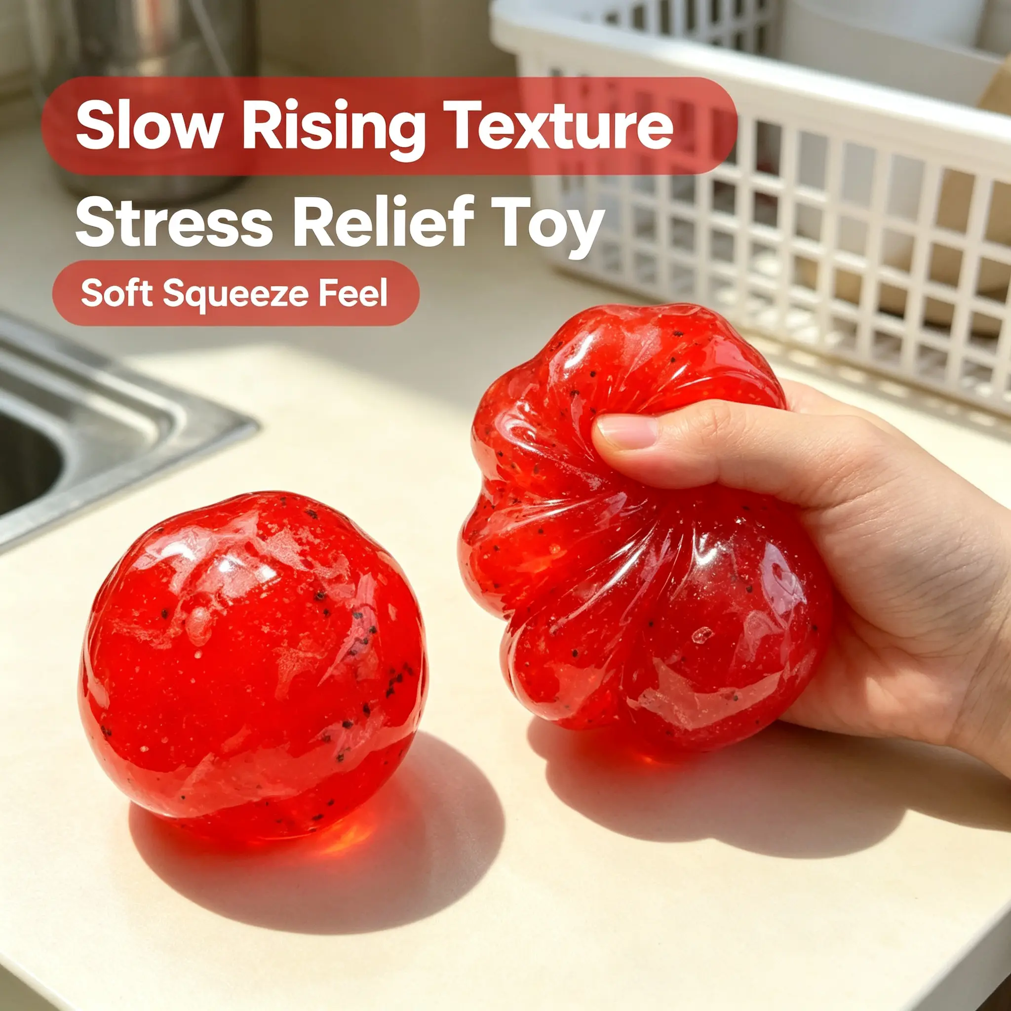 1pc Handmade Cute Watermelon Squishy Toy .Handcrafted Shapeable Watermelon Ice Slush Fidget Toy - Non-Toxic Gel Core, Deeply Squishable Texture, Relaxing ASMR Crunch Sounds, Durable Stress Relief Sensory Aid for Kids & Adults, Fun Novelty Present