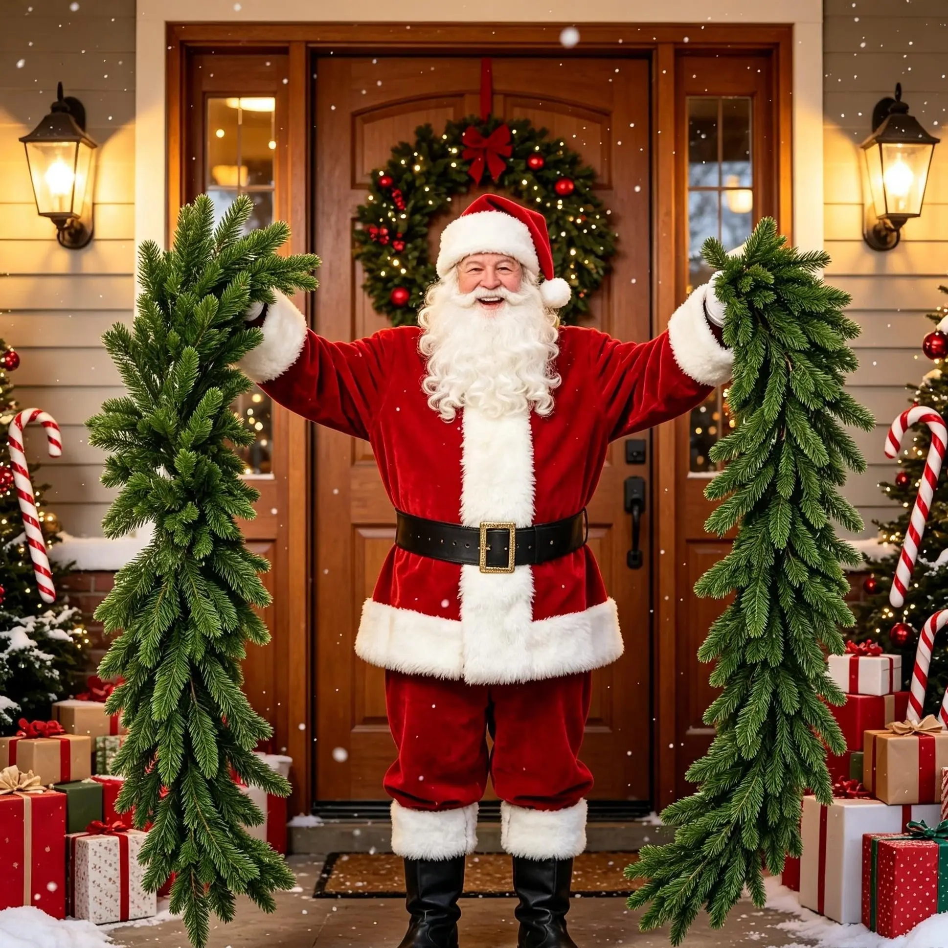 3pcs Extra-long 70.86-inch realistic artificial pine garland - all-weather indoor/outdoor Christmas decoration, featuring lush green fir branches, no lighting needed, easy to hang, suitable for decorating fireplaces, staircases, tables, and walls