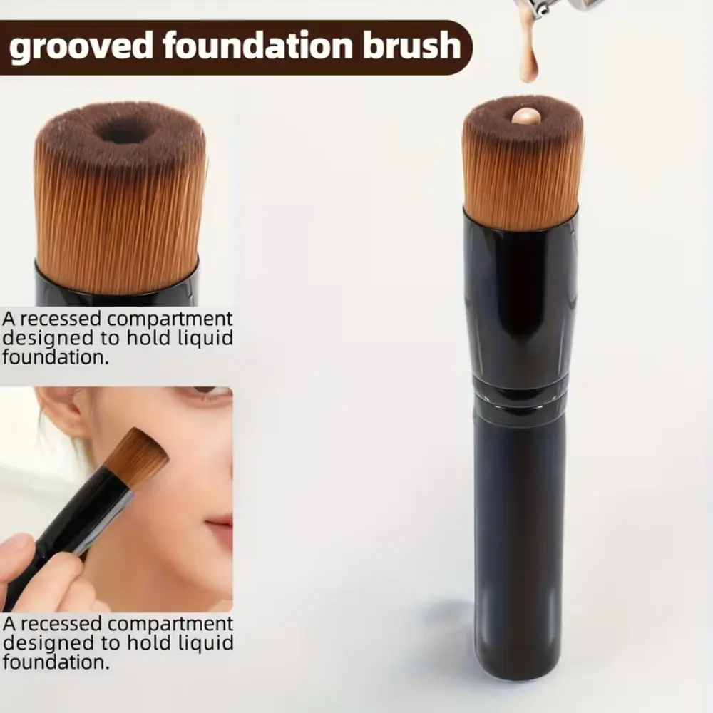 1/2 Professional Flat Top Foundation Make-up Brush - Stippling and Polishing Makeup Tools, with Nylon Bristles, Suitable for Liquid, Cream and Powder Foundation Make-up - Concealer, Powder Applicators, Suitable for Daily Liquid Foundation Application