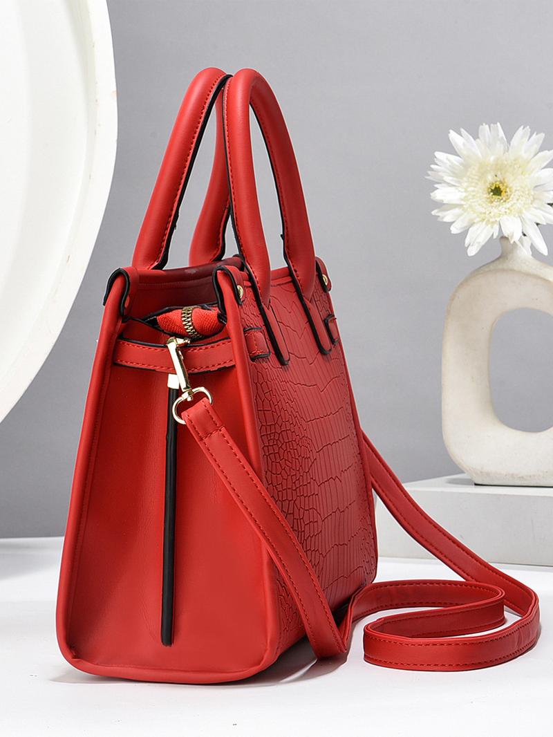 Women's Fashionable Crocodile Embossed Handbag, Large Capacity Shoulder Crossbody Bag, Stylish Handbag for Everyday Use, Fashionable Purse Handbag