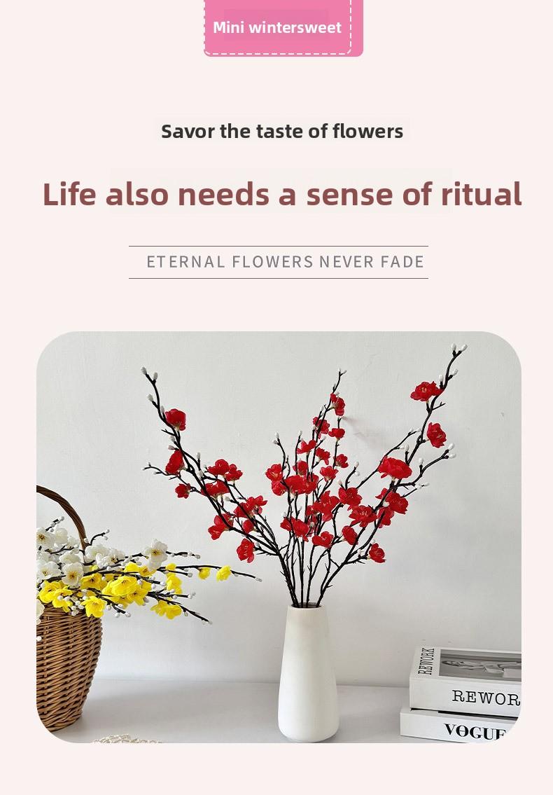 55CM single white mini plum blossom artificial flower for Chinese-style home decoration