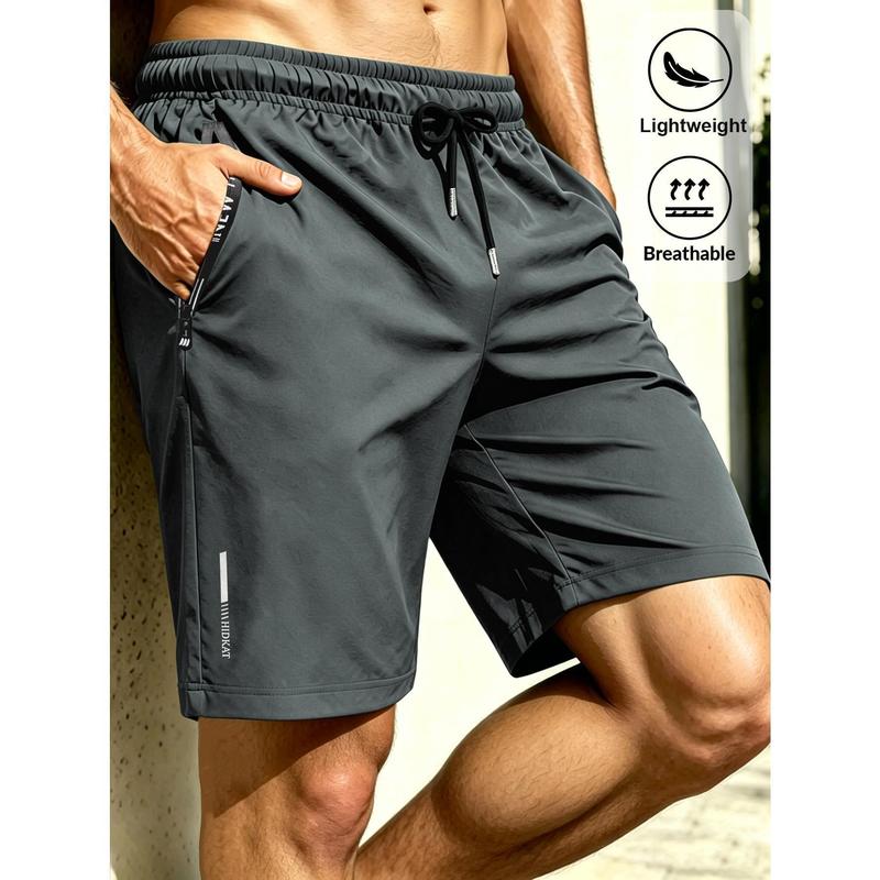 Men's Summer Fashion Quick Drying Thin Breathable Shorts with Adjustable Waistband and Zipper Pocket Sports Pants Suitable for Daily Wear, Casual, Outdoor, Training, Jogging and Other Scenarios