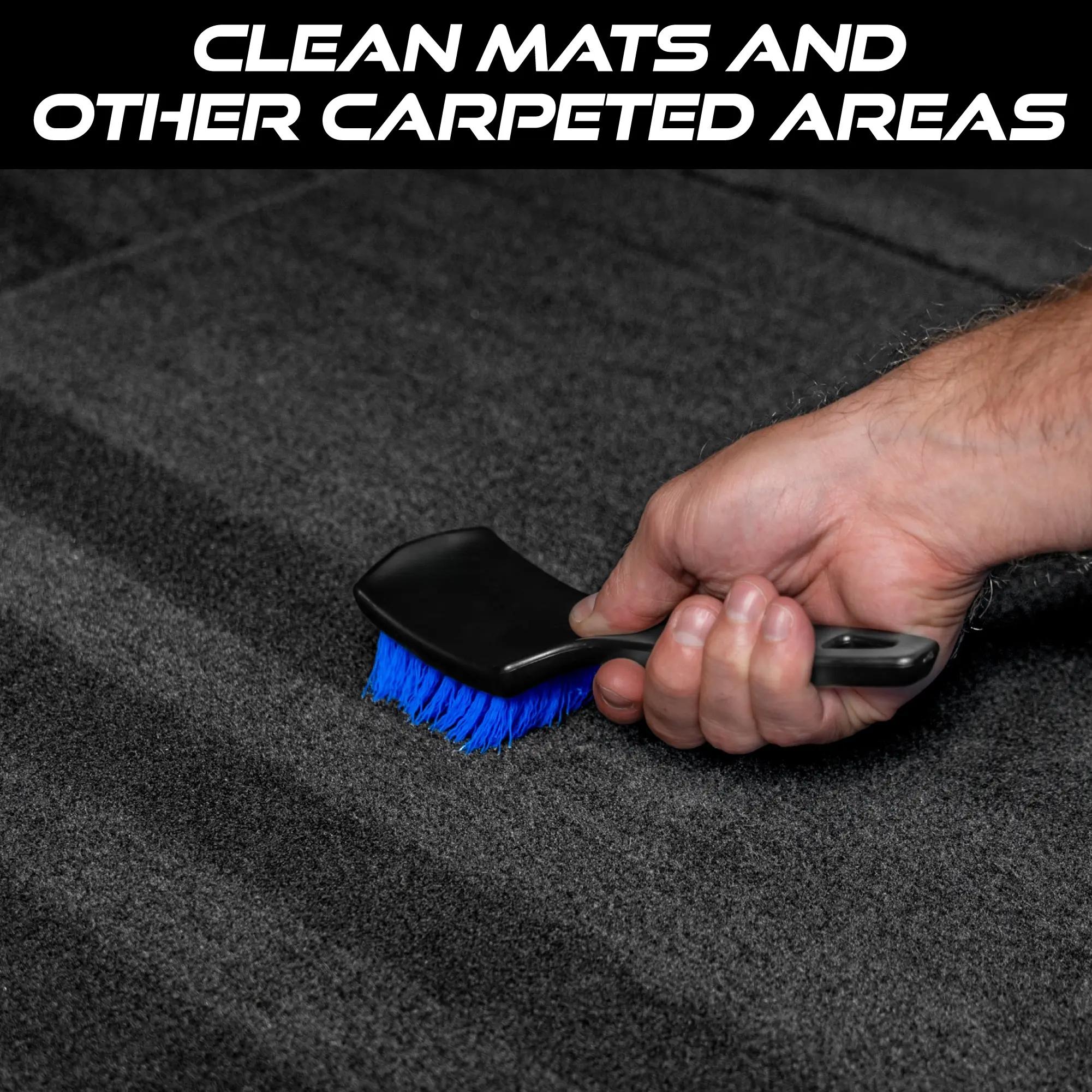 Carpet Cleaning and Scrub Brush for Floor Mats, Cleaning Brush for Car Interior and Home, Black and Blue, 8.3 inch x 2.5 Inch