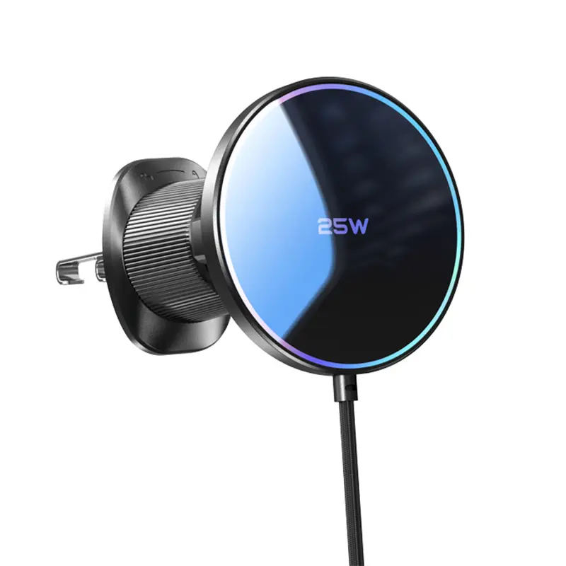 25W Power Magnetic-Compatible Wireless Charging Car Phone Mount - Silicone Air Vent Clip-On Holder for iPhone Smartphones, Universal Compatibility for Car Users crossbody strap