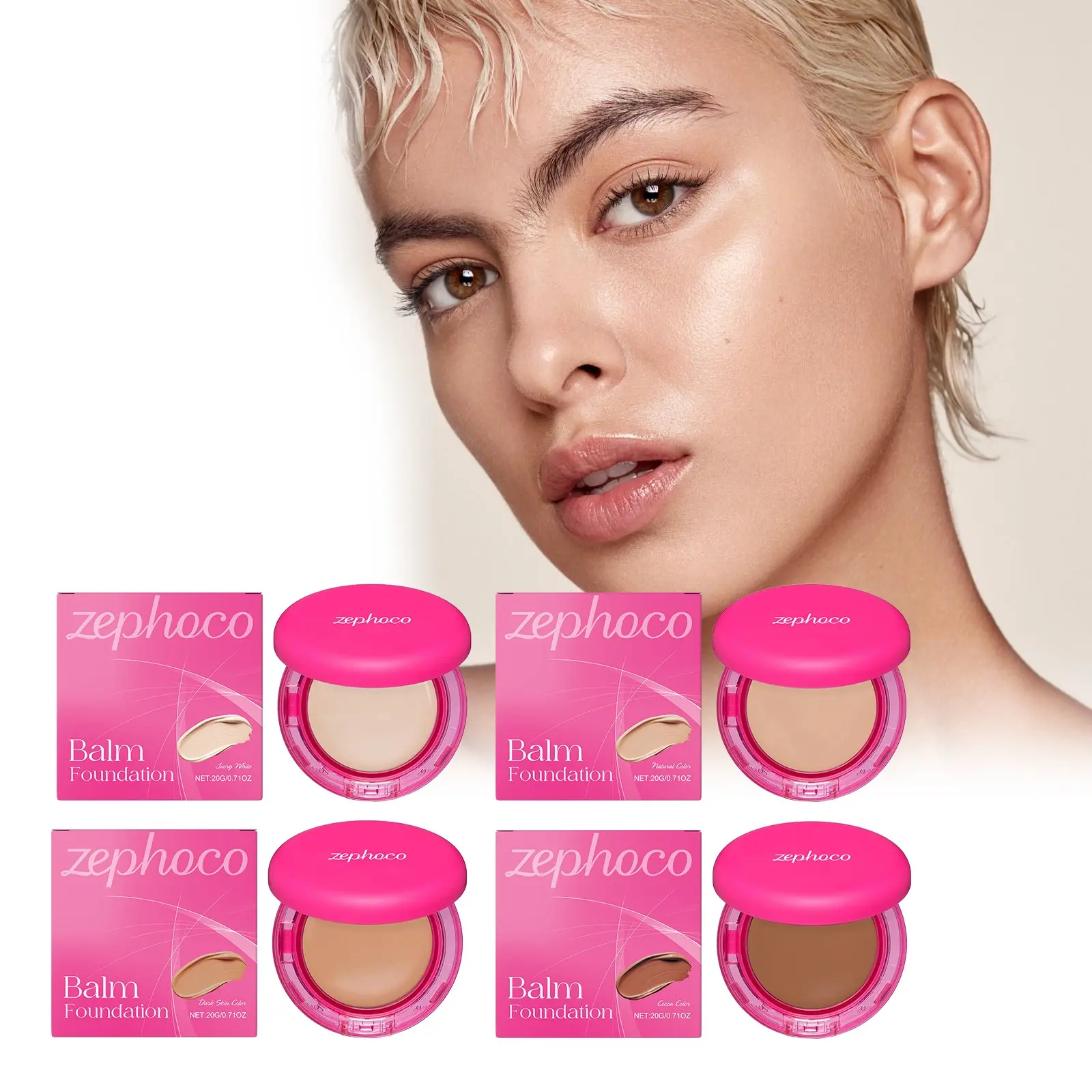 Hydrating Foundation Balm, Lightweight Buildable Coverage, Natural Finish, Skin-Perfecting, Blurs Imperfections, Non-Cakey, Dry Oily Skin