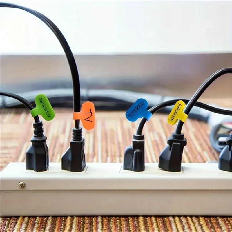 Writeable Nylon Cable Labels with Velcro, Organize Network Cables Efficiently, Durable Data Line Markers for Server Rooms