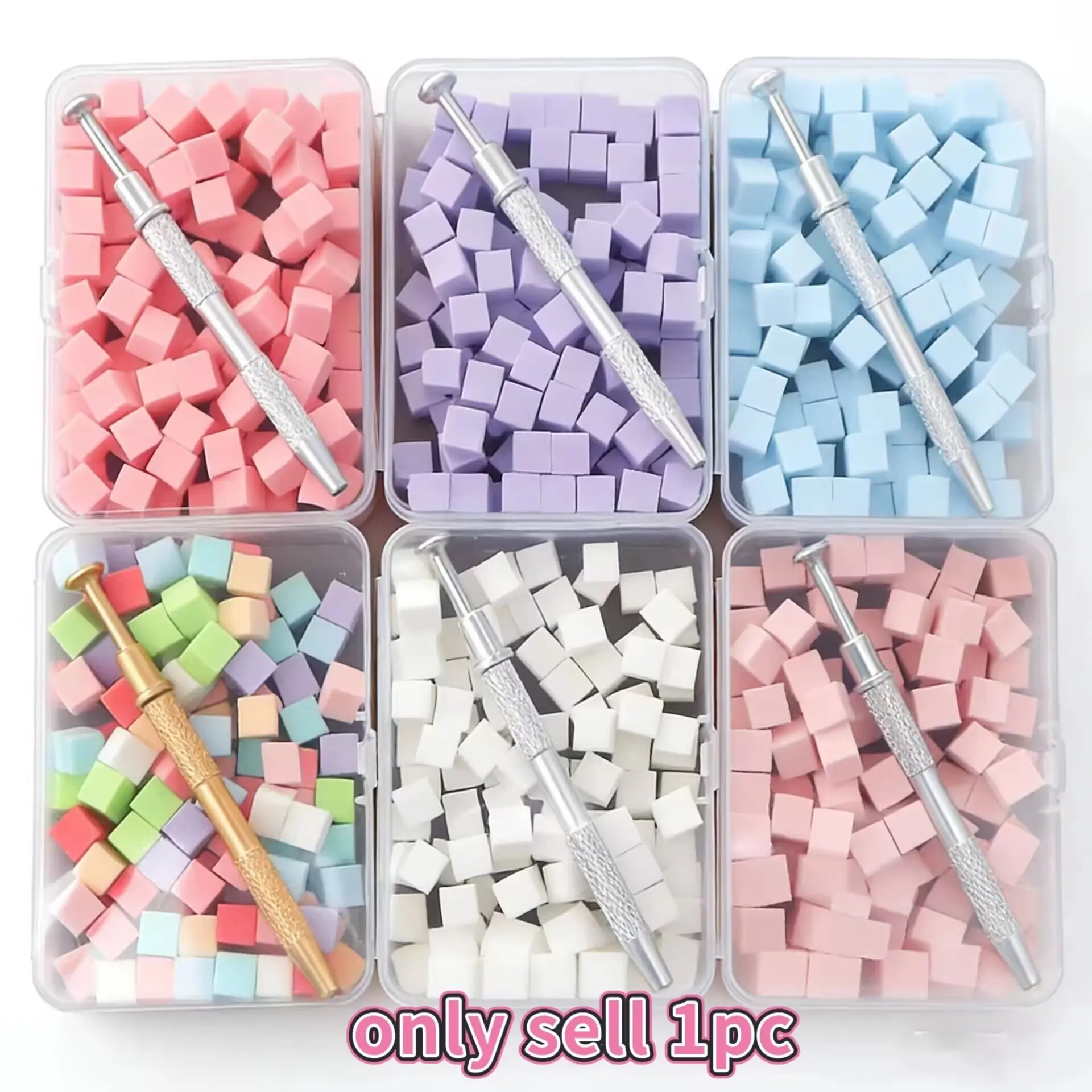 100pcs Nail Sponge Set, Mini Manicure Sponges with Handle Pen Case, Multi-Color Professional Tool Accessories, Nail Supplies, Hyb-01 Model