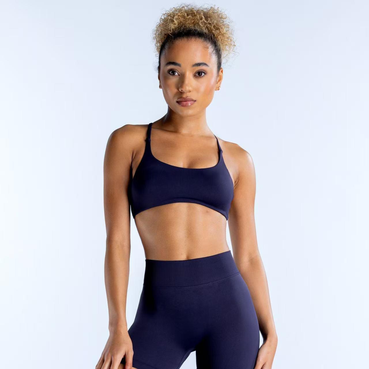 Women's Seamless Open Back Yoga Sports Bra Set Racerback Fitness Tank Top & High Waisted Leggings, Gym Activewear 2 Piece Women's Seamless Open Back Yoga Sports Bra Set Racerback Fitness Tank Top & High Waisted Leggings, Gym Activewear 2 Piece
