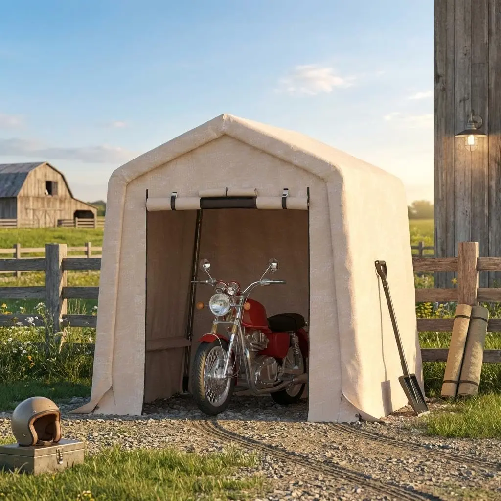 6x6FT Outdoor Portable Storage Shed, Bike Tent, Waterproof PE Motorcycle Shed with Roll-Up Door, Heavy Duty Outdoor Storage Shed for Backyard, Portable Motorcycle Shelter with Vents