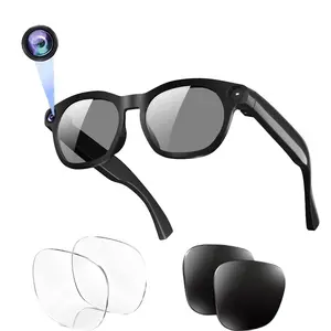 Smart AI Glasses with Camera 8MP , 4GB Memory(Build-in), Video Recording Smart Glasses,Build-in Mic & Speakers, Bluetooth Calling,  AI Real Time Translation, WiFi Transfer, Type C Charging Support,2 Lenses Total (Transparent +Black)