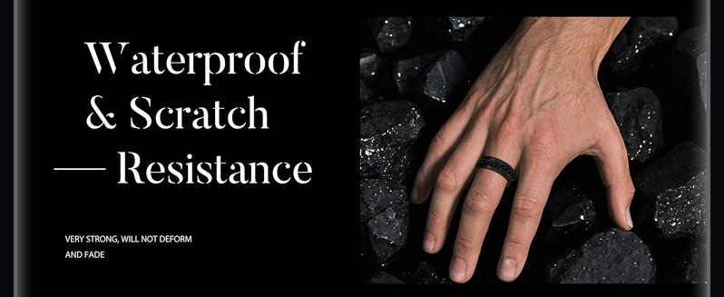 Cool 4 Pcs Black Durable Wedding Band Stylish Stainless Steel Rings for Men Women Fashionable Simple Sturdy Fidget Ring Smooth Surface Comfortable To Wear Engagement Promise Wedding Rings for Multiple Occasions Christmas Gift