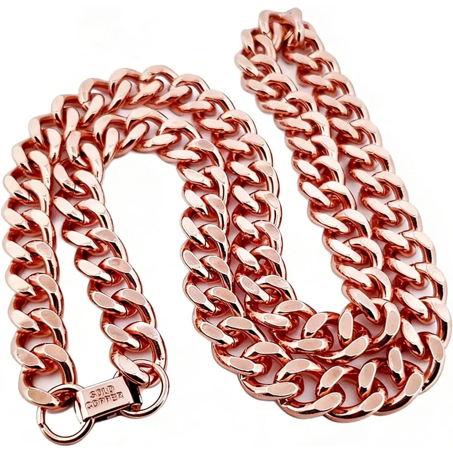 1 Pure Copper Cuban Link Necklace Heavy Solid Statement  Chain 24" Unisex 148 Grams of Pure Copper Weight per