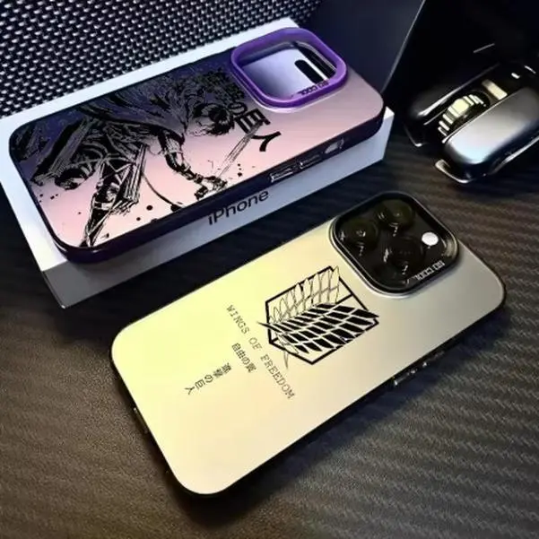 Hot Anime Attack on Titan Phone Case For iPhone 17 16 15 14 13 12 11 Pro Max Plus Samsung S21 S22 S23 S24 S25 – Colorful Gradient Soft TPU Back Cover