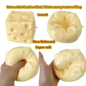 Lightly Moldable Squishy Cheese Block, Giant Yellow Fidget Toy with Slow Rebound, Lightly shapeable Super soft ASMR Stress Ball with Squeeze Feature for Play & Relaxation