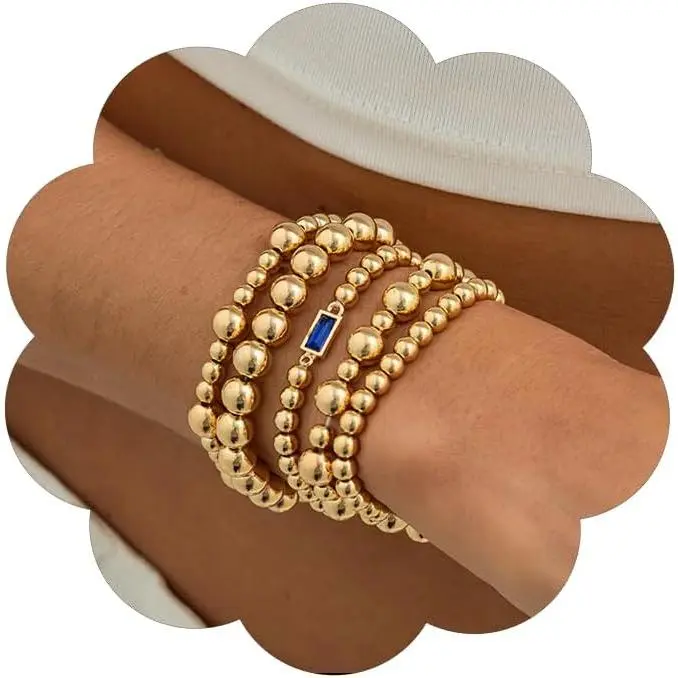 Ball Bracelets for Women Chunky Stackable Bracelets Big   Ball Bangle Stretch Beaded Bracelets