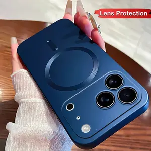 Luxury Matte Magnetic Smartphone Case with MagSafe Charging & Lens Protector, Vintage Cellphone Cover for iPhone 17Air/17/16/15/14/13 Pro Max Plus, Handheld Devices Accessories
