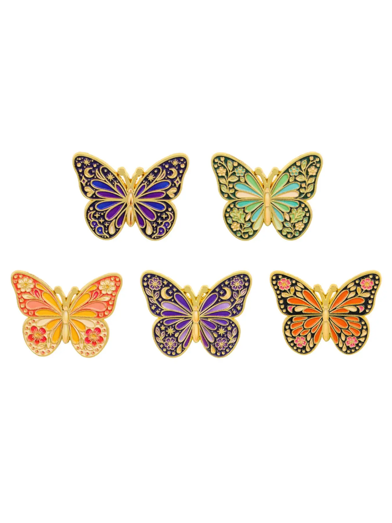 5pcs/set Colorful Butterfly Pins, Cute Fun Collectible Animal Zinc Alloy Enamel Badges, Unique Design Brooches, Perfect Gift for All Seasons