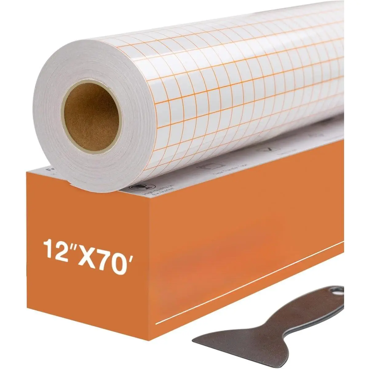 Transfer Tape for Vinyl - 12" x 70 FT w/Orange Alignment Grid for Adhesive Vinyl - Medium Tack Vinyl Transfer Tape for Silhouette Cameo, , Signs, Windows and Stickers