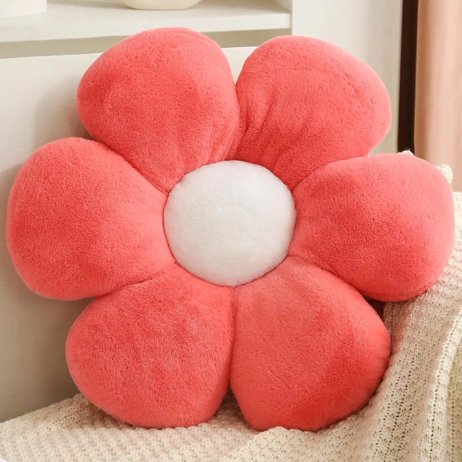 Dusty  Flower Pillow 15.7" Plush Throw | Cute daisy decorative seating cushion for bed, sofa, chair & floor, cozy floral  accent with soft aesthetic .