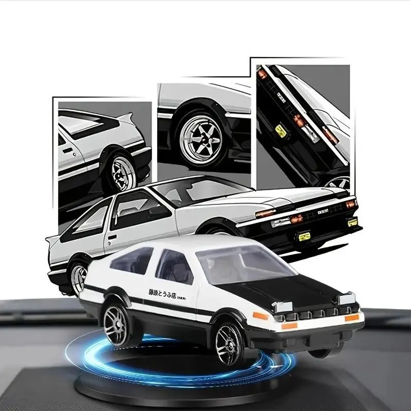 Car Model Interior Decoration, Creative Drift Model Decor, Rotating Ae86 Mini Car Dashboard Ornament, Dynamic Rotation Auto Accessories
