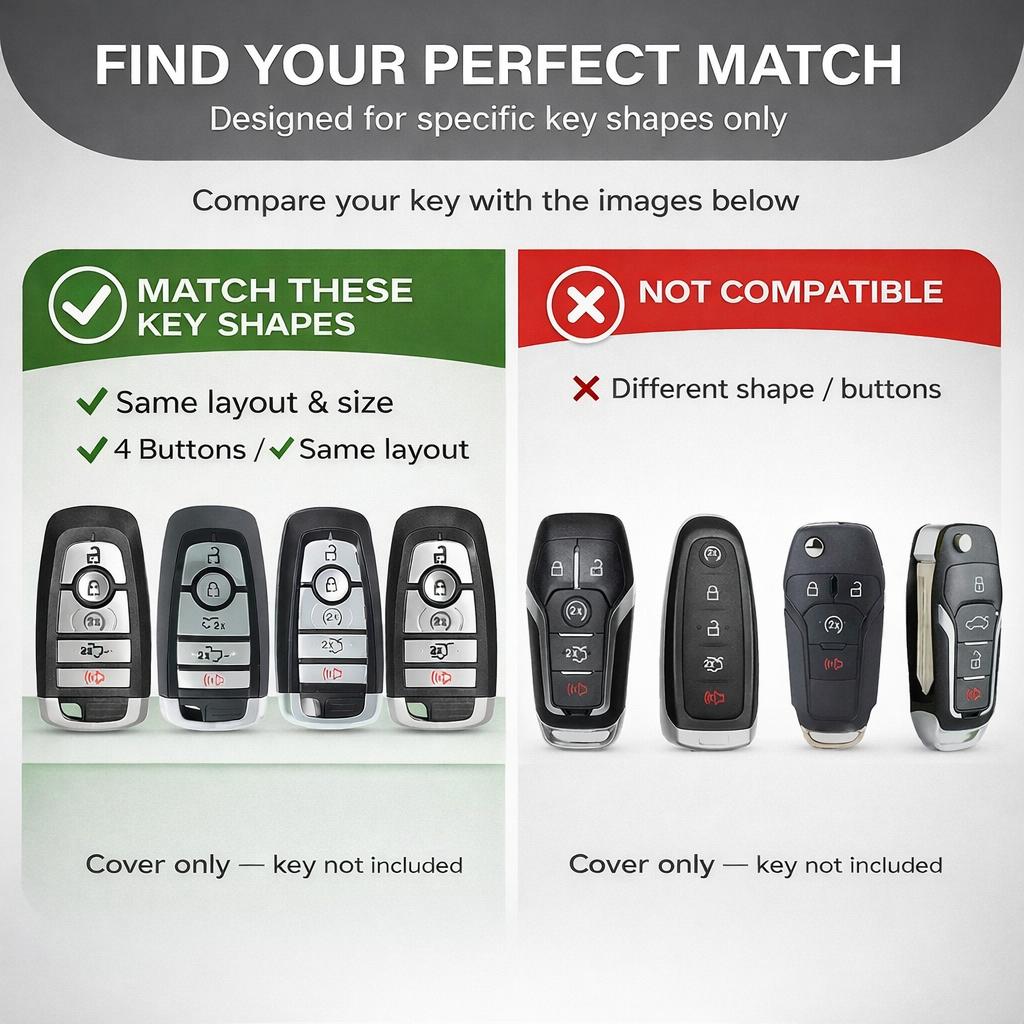 WOAOW Must-Have Upgrade! Premium Key Fob Cover for Ford F150 F250 F350 Raptor Bronco (2017-2022), 360° Protective Case for Push Start Smart Key  vehicle accessories