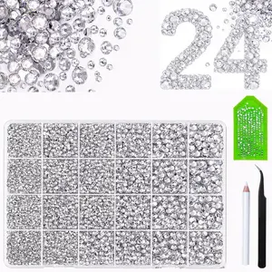 24 Colors Resin Rhinestones for Bedazzling, Silver Clear Flatback Gems for Diamond Art, Crystal Bedazzler Kit