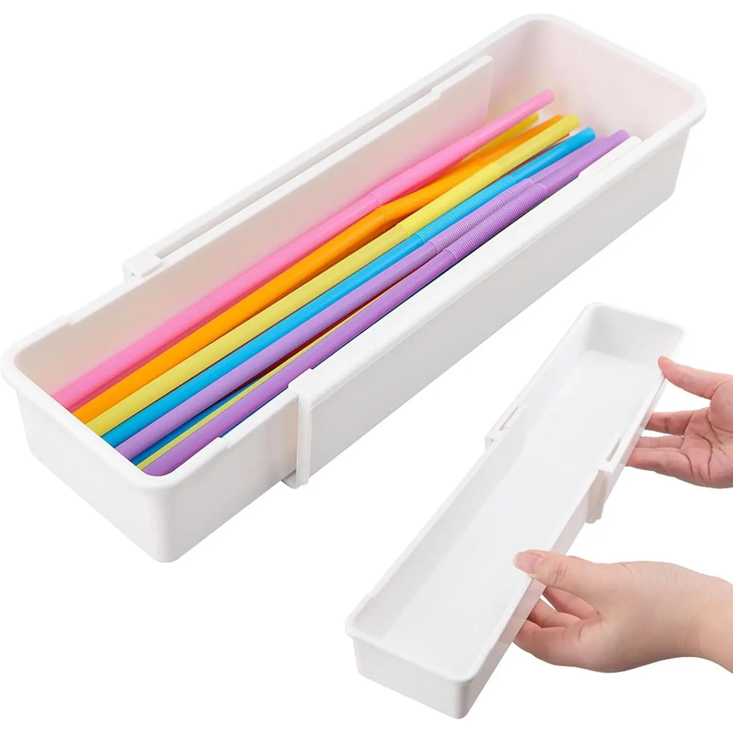 Expandable Straw Organizer – Drawer Insert for Extra Long Straws, Fits Long Straws