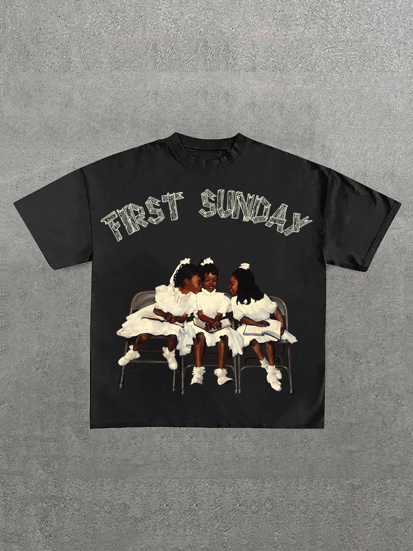 Men's Regular Fit Girl & Letter Print Round Neck Tee, Casual Short Sleeve Crew Neck T-shirt for Summer, Men's Top for Daily Wear, Casual Style Tee