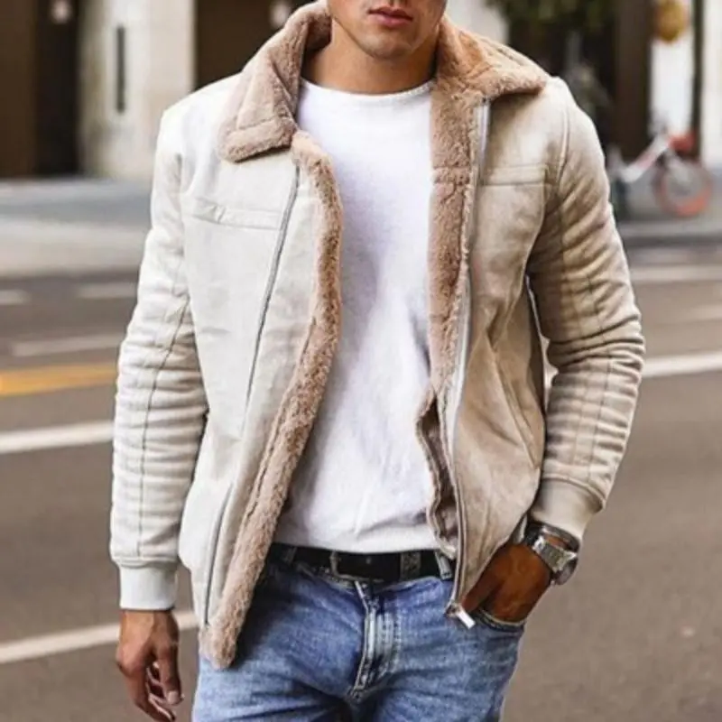 Men's Leather Fur All-in-one Warm Jacket Coat