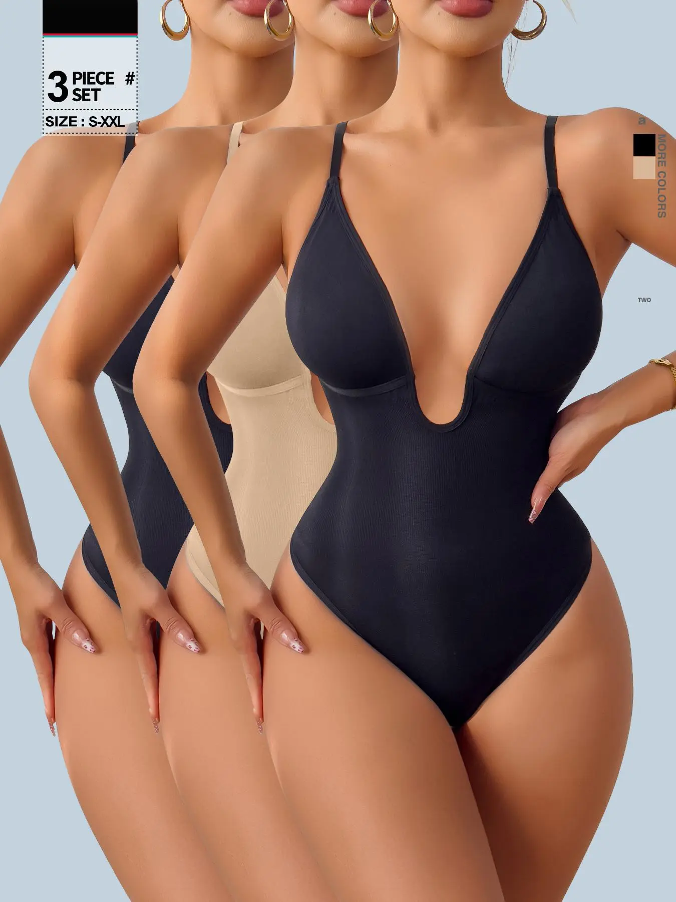 Women's Plunge Deep V Neck Shapewear Bodysuit, Tummy Control Body Shaper, Seamless Sculpting, Backless Waist Trainer, Casual Comfy All Season