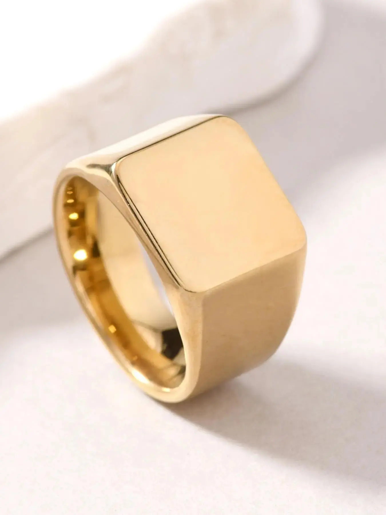 Punk Style Stainless Steel Ring for Men, Unique Square Smooth Finish Titanium Ring, Bold Fashion Statement Jewelry, Stackable Rings, Stacking Rings, Square Shaped Ring, Stackable Finger Rings