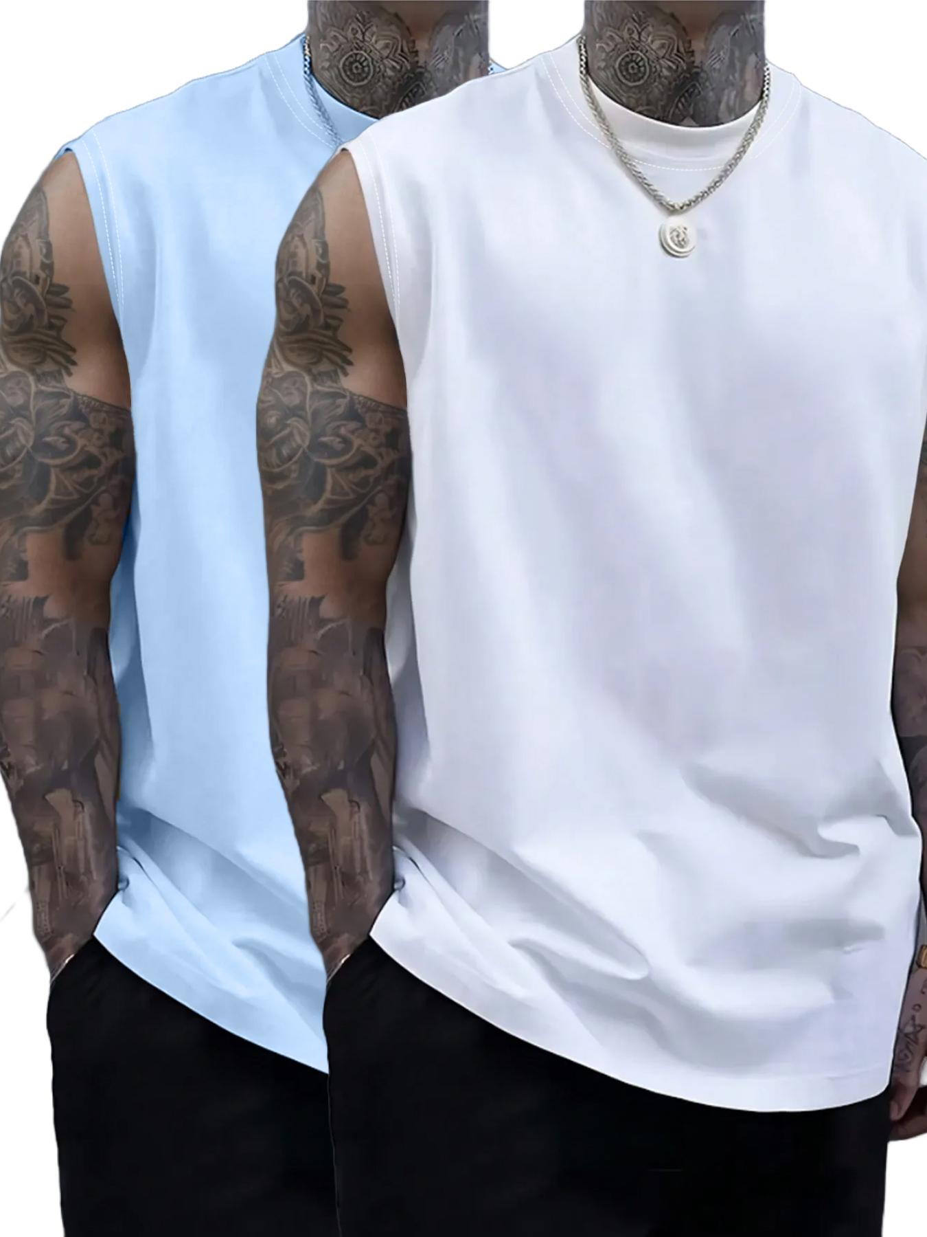 Men's Solid Color Round Neck Tank Top, Loose Casual Comfy Classic Crew Neck Sleeveless Top for Summer, Men's Clothes for Daily Wear, Casual Loose Fit