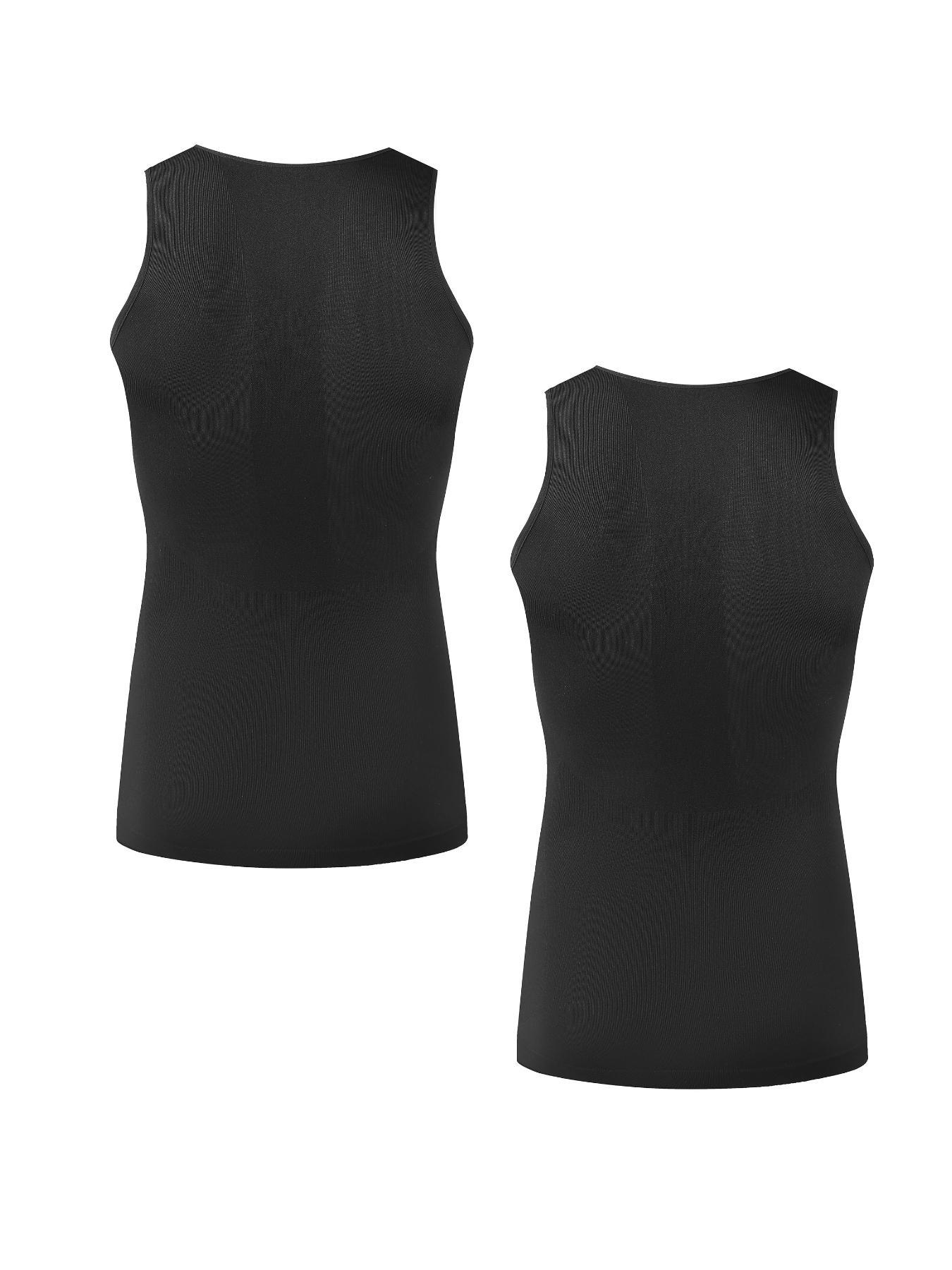 Men's Solid Seamless Shapewear Tank Top, Breathable Comfortable Shaper Vest, Tummy Control Shapewear for Men
