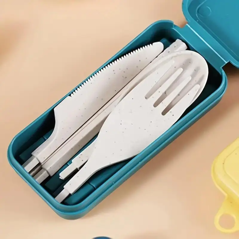 5-piece set Reusable Utensils Set: Collapsible Travel Cutlery with Wheat Straw Case - Perfect for Travel, Picnic, Camping & Birthday Use!