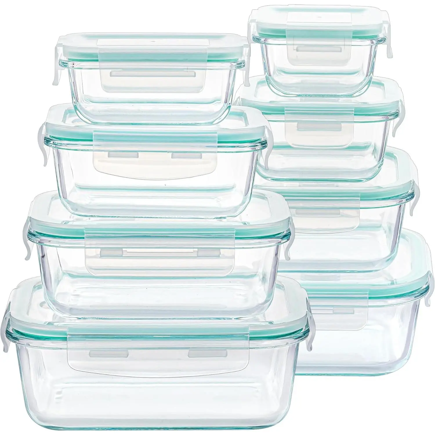 8 Pack Glass Food Storage Containers with Airtight Leakproof Lids for Camping Meal Prep | Microwave, Oven, Freezer, Dishwasher Safe, BPA Free Camp Kitchen Essentials, Glass Containers