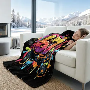 Colorful Graffiti 67 Game Controller Cooling Blanket, Absorbs Heat to Keep Body Cool for Night Sweats, Arc-Chill Cool Fiber Q-Max>0.35 for Hot Sleepers, Lightweight Summer Cold Blankets for Sleeping