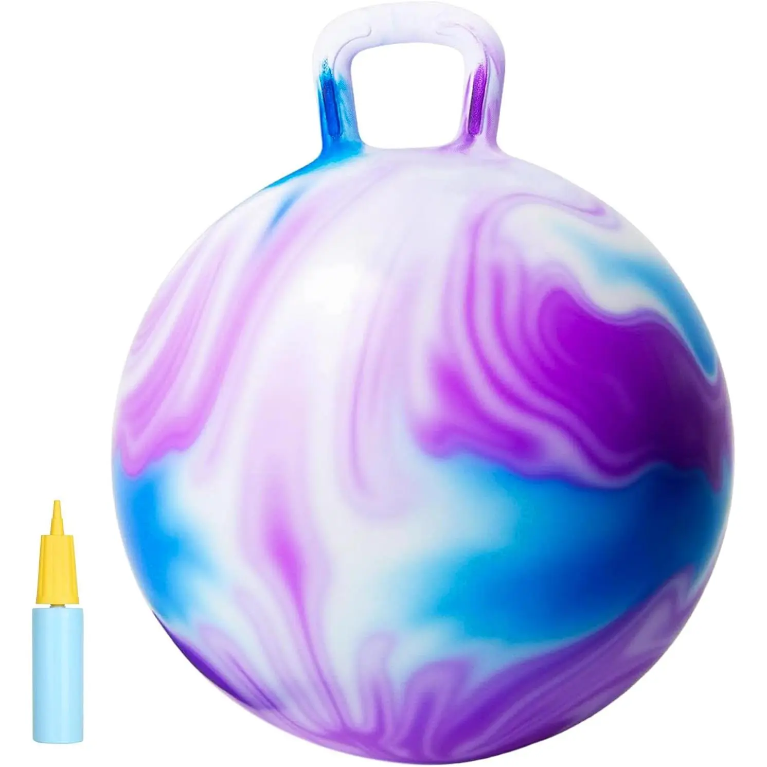 Hopper Ball, 18 Inches Bouncy Ball with Handles, Bouncing Bounce Balls Hopper, Inflatable Jumping Hopping Toys for Kids Ages 3-6, Hoppity Hop Girls Boys Gifts, Pump Included