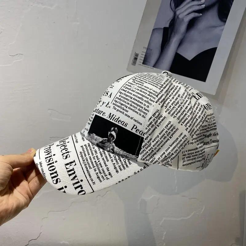 Hot Sale Unisex Casual Graffiti Newspaper Design Baseball Cap Street Hip Hop Sunscreen Outdoor Hat For Women And Men