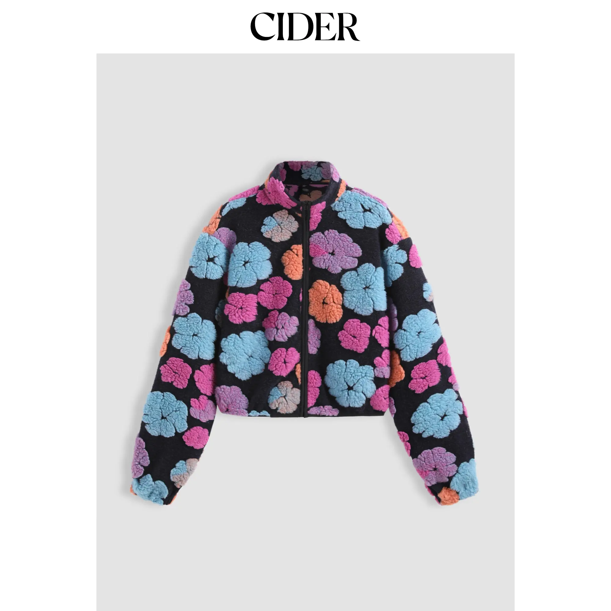 Cider [size 2-10] Oversized Floral Teddy Fleece Jacket