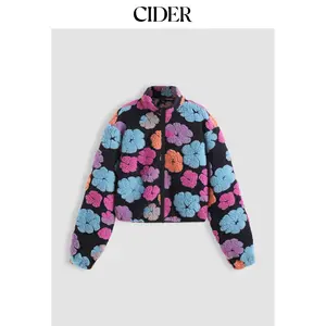 Cider [size 2-10] Oversized Floral Teddy Fleece Jacket