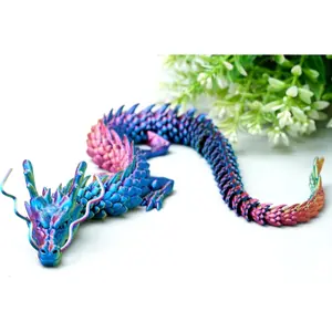 17.8inch 3D Printed Dragon Model,Flexible Realistic Articulated Animal Fidget Toys,Mystery Figurines Gifts Easter,Executive Desk Funny Décor and Festival Collectible